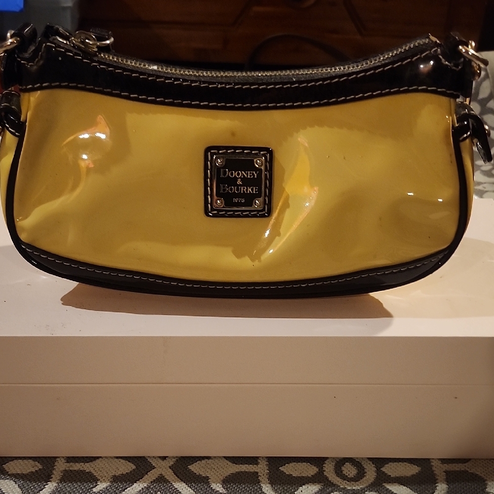 Dooney & Bourke Glossy Yellow and Black Shoulder Bag